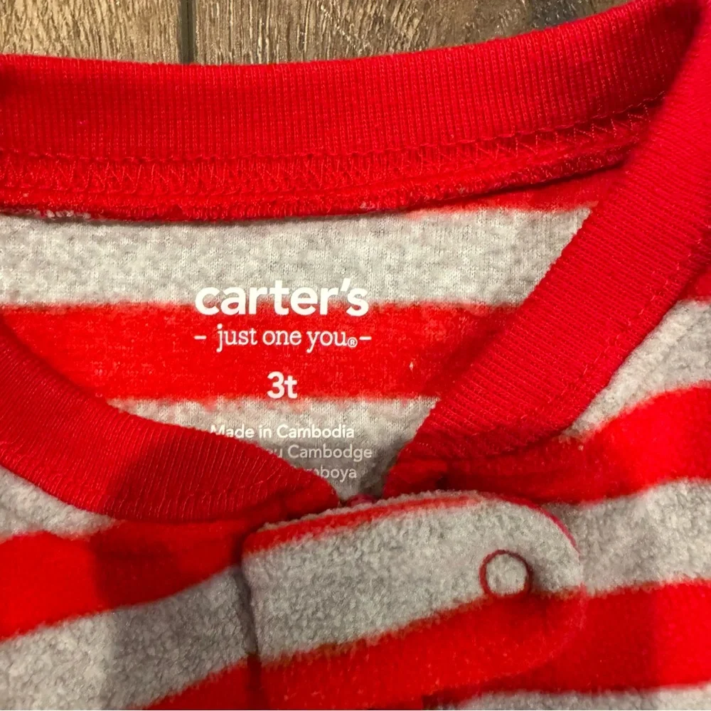 Carters Toddler Fleece Footed Pajamas 3T Bundle Christmas‎ Holiday Santa Unisex